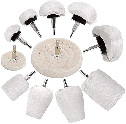 Professional Polishing Wheels for Drill – 11 Piece Cotton Buffing Set
