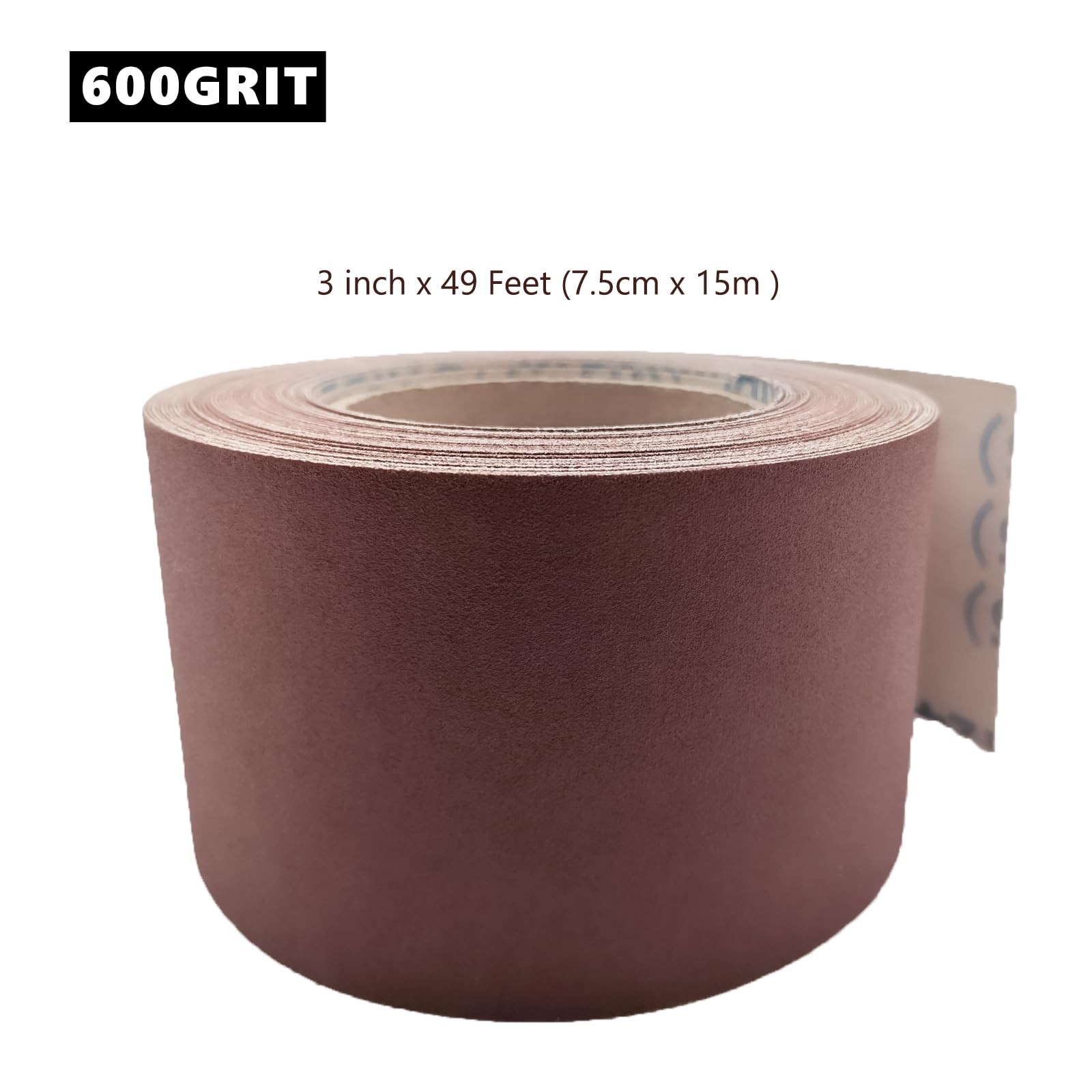 600 Grit Sandpaper Roll, 3 Inch x 49 Feet Emery Cloth Roll Aluminum Oxide Abr…