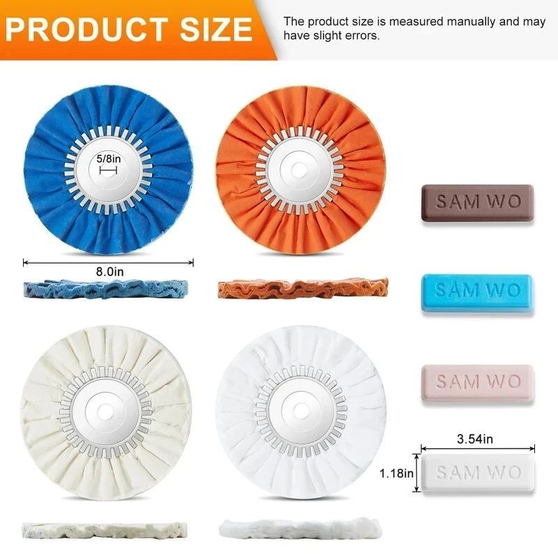 SAM WO 8 Inches Airway Buffing Wheel, Polishing Wheel with Buffing Compound Kit