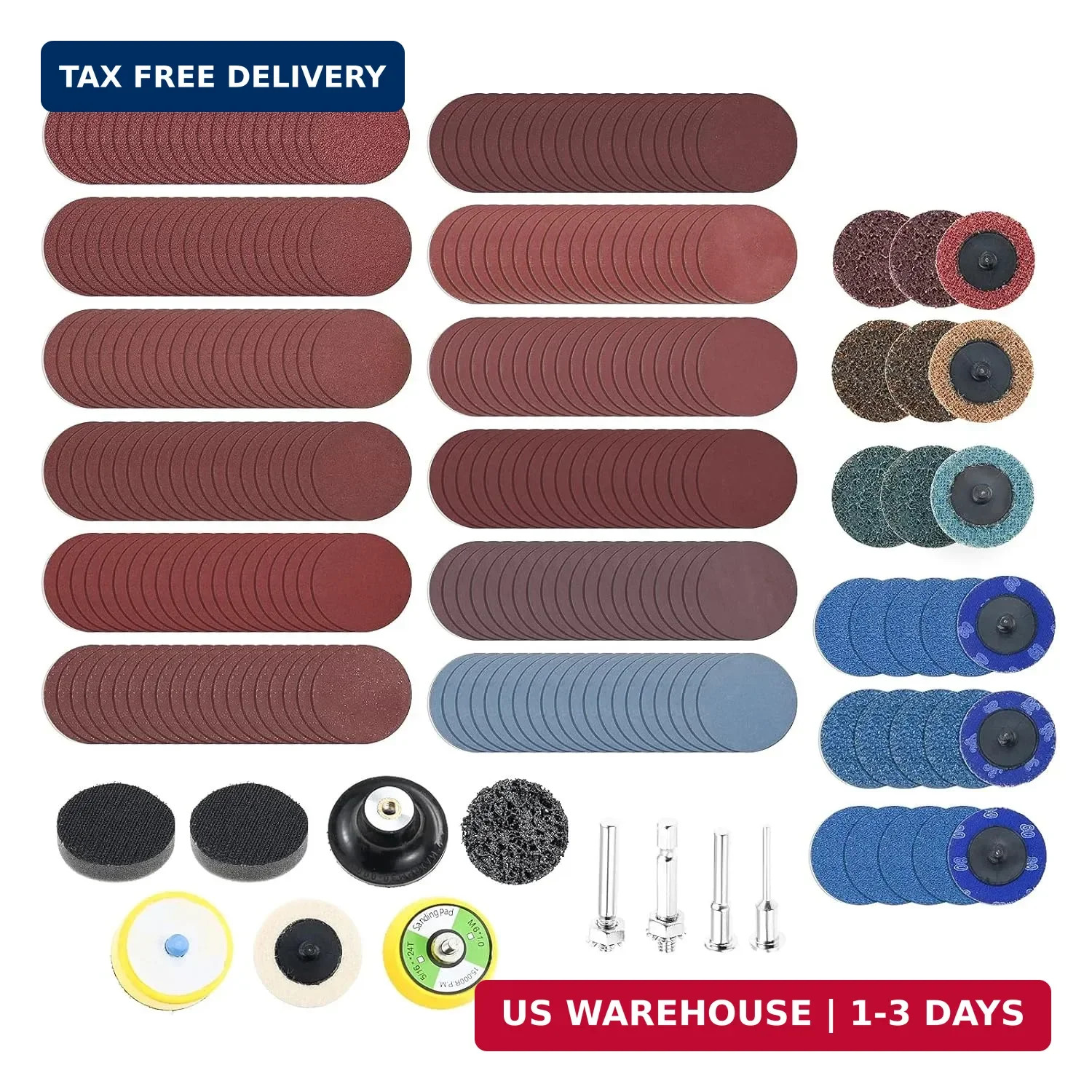 270Pcs 2″ Quick Change Sanding Disc Kit with 1/8″&1/4″ Shank Backer Plate | 36-3