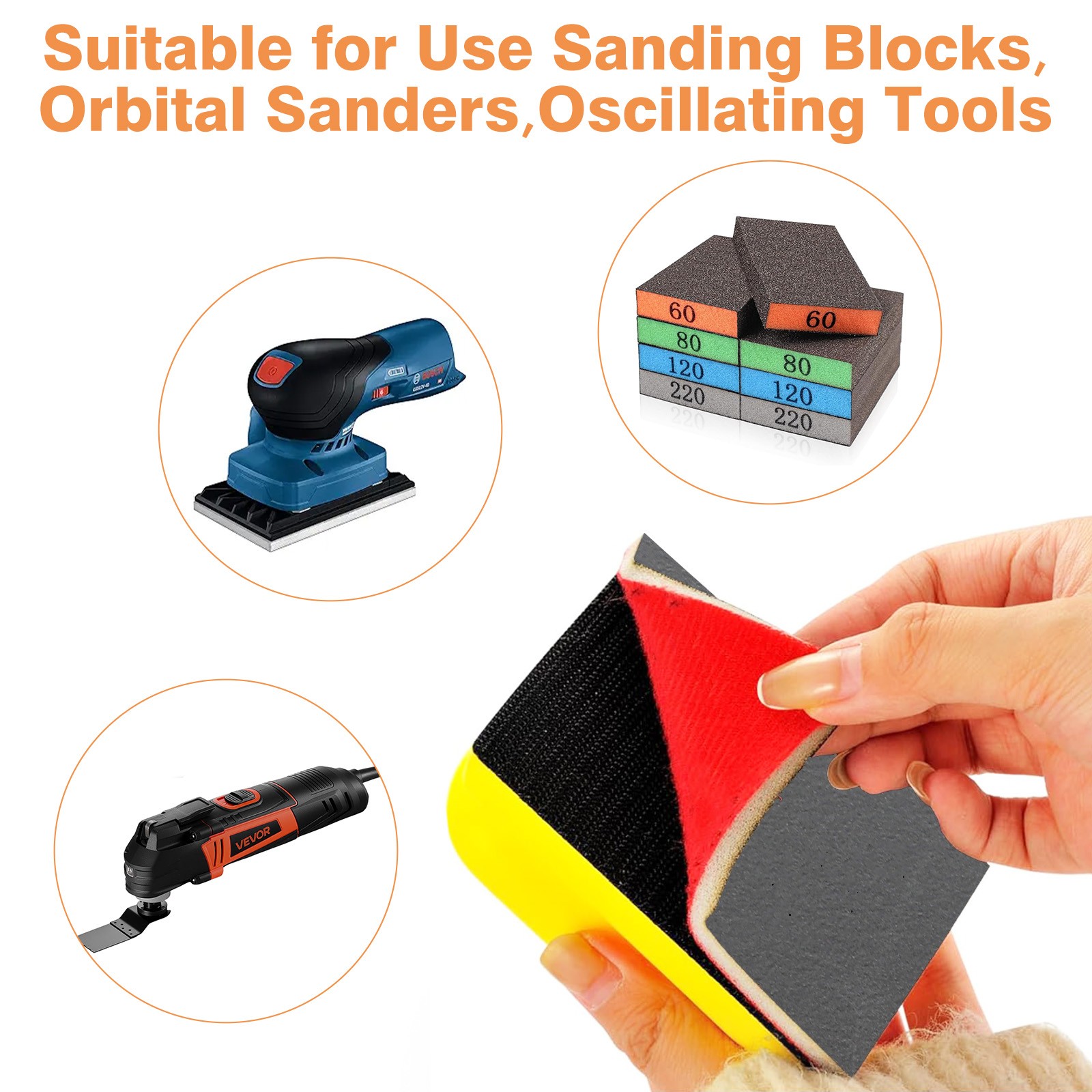 28pcs Sanding Sponge Pads 180-3000 Grit Wet Dry Sandpaper Block for Wood Metal