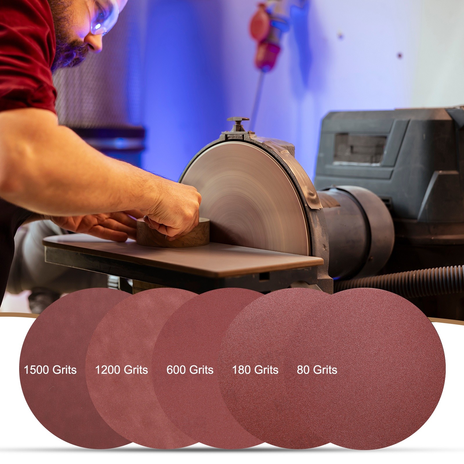 25pcs 8″ PSA Sanding Discs 320 Grits Aluminum Oxide Sandpapers Self Adhesive
