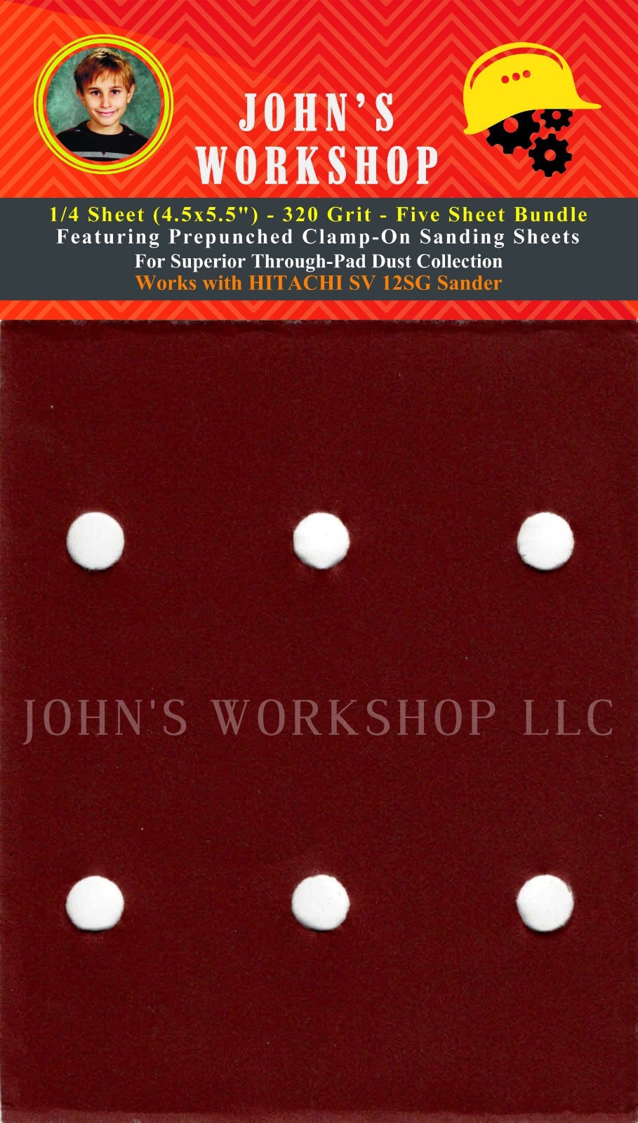 HITACHI SV 12SG – 1/4 Sheet – 320 Grit – No-Slip – 5 Sandpaper Bundle