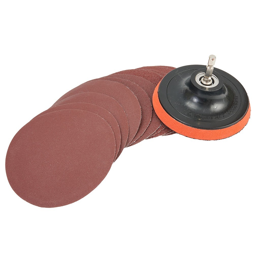 Sanding Disc 12000RPM 4 Inch/100mm With Backing Pad 10pcs Aluminium Oxide Discs