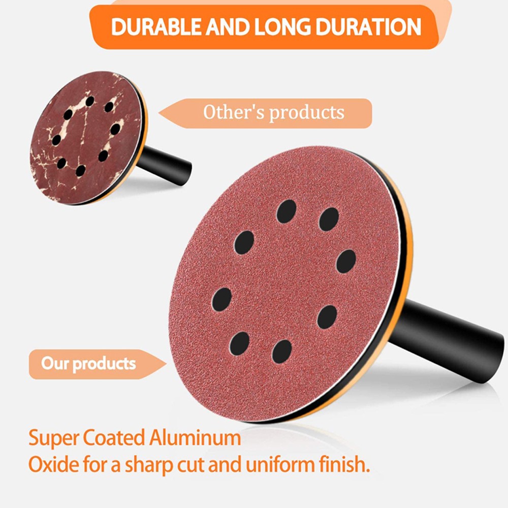 100-PACK 5/6 inch Sanding Discs 8-Hole Hook Loop Sander Orbital Sandpaper 40-800