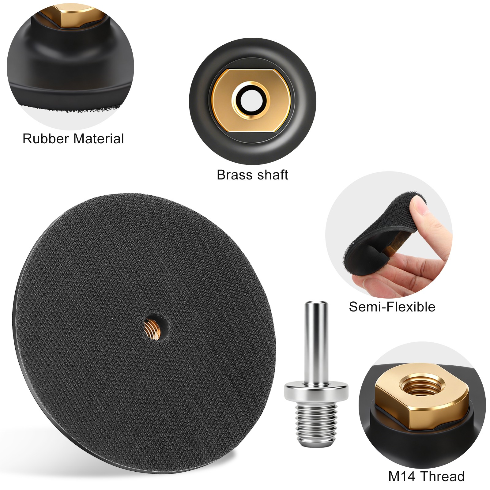 4″ Hook & Loop Backing Pad for Angle Grinder Polishing Disc w/ M14 Adapter