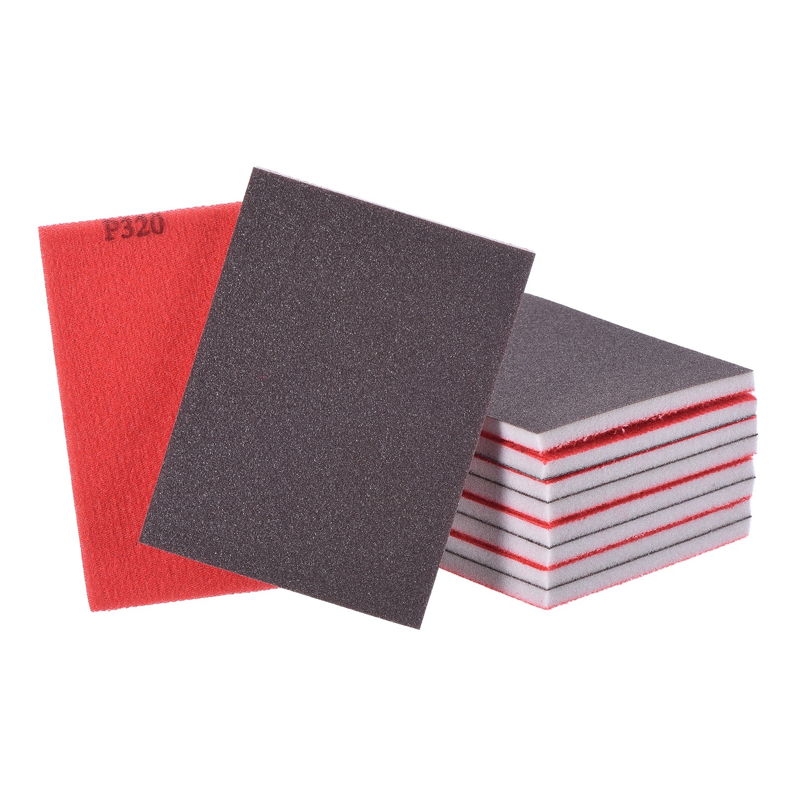 10 Pcs 320 Grit 4 x 2.8 Inch Hook & Loop Foam Sanding Blocks, Black