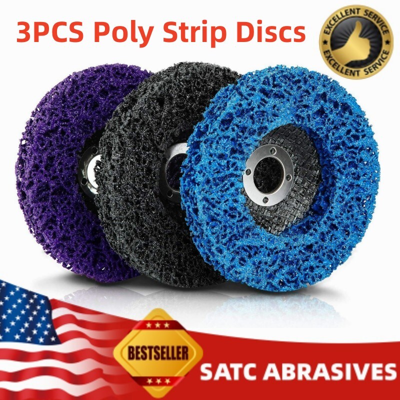 3PCS Poly Strip Clean Disc 4-1/2″ x7/8″ Easy Paint Stripping Rust Removal Wheels