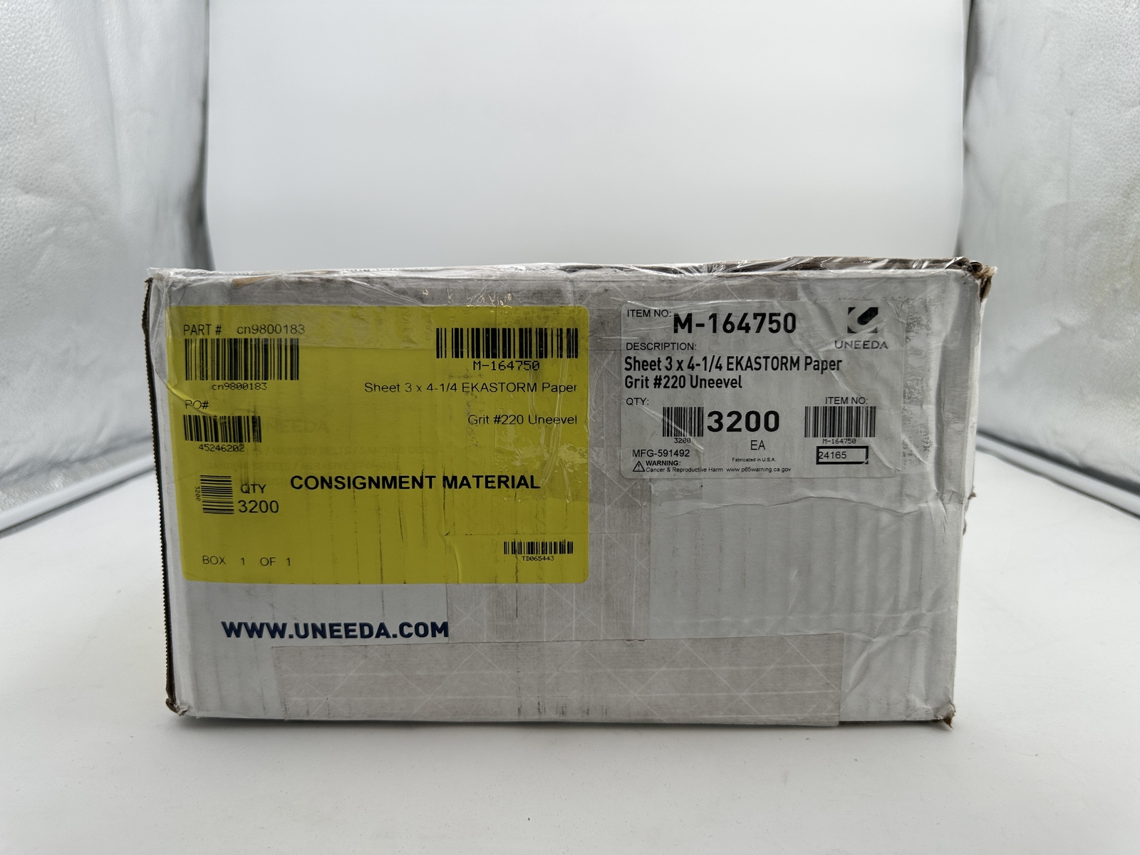 (Case of 3200 sheets) Uneeda Sandpaper Sheets 3 x 4. 25″ Ekastorm Grit #220