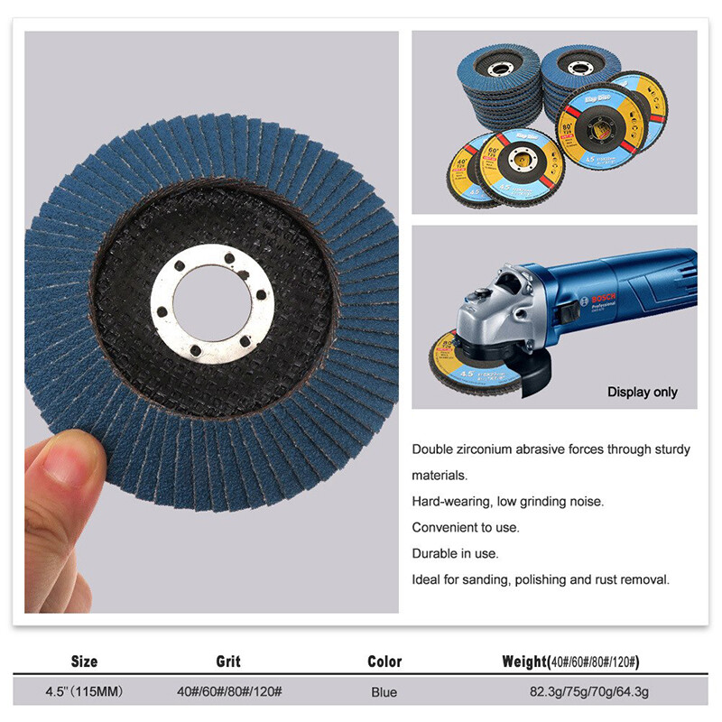 Flap Discs 4.5″ 115mm Dia Grinding Sanding Disc 40-120 Grit for Angle Grinder