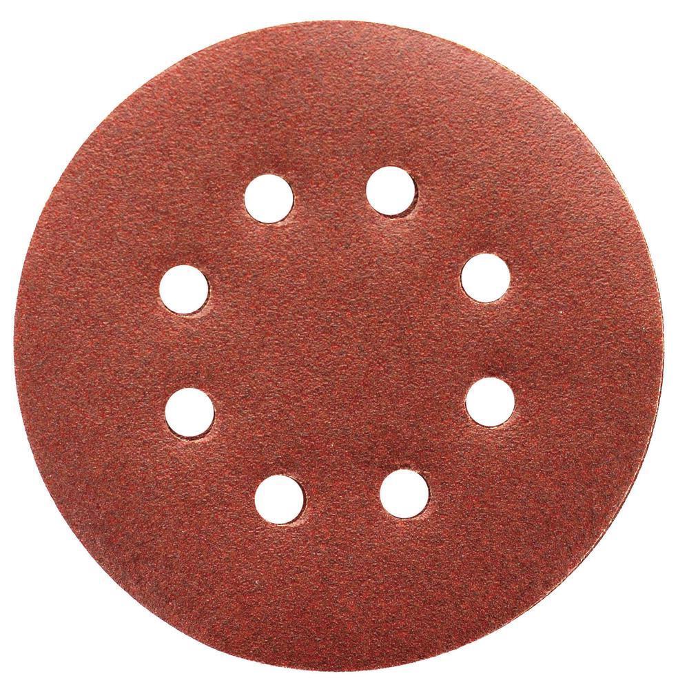5 inch 120-Grit Fine 8-Hole Hook & Loop Sanding Disc Orbital Paper – 15 Pack