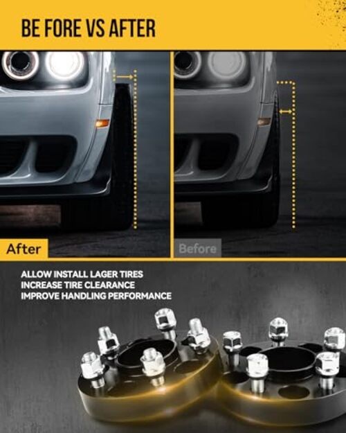6x.5 Hub Centric Wheel Spacer 6×4.5 -66.1mm -M12x1.25 -1″ thick -4Pcs 4 Black