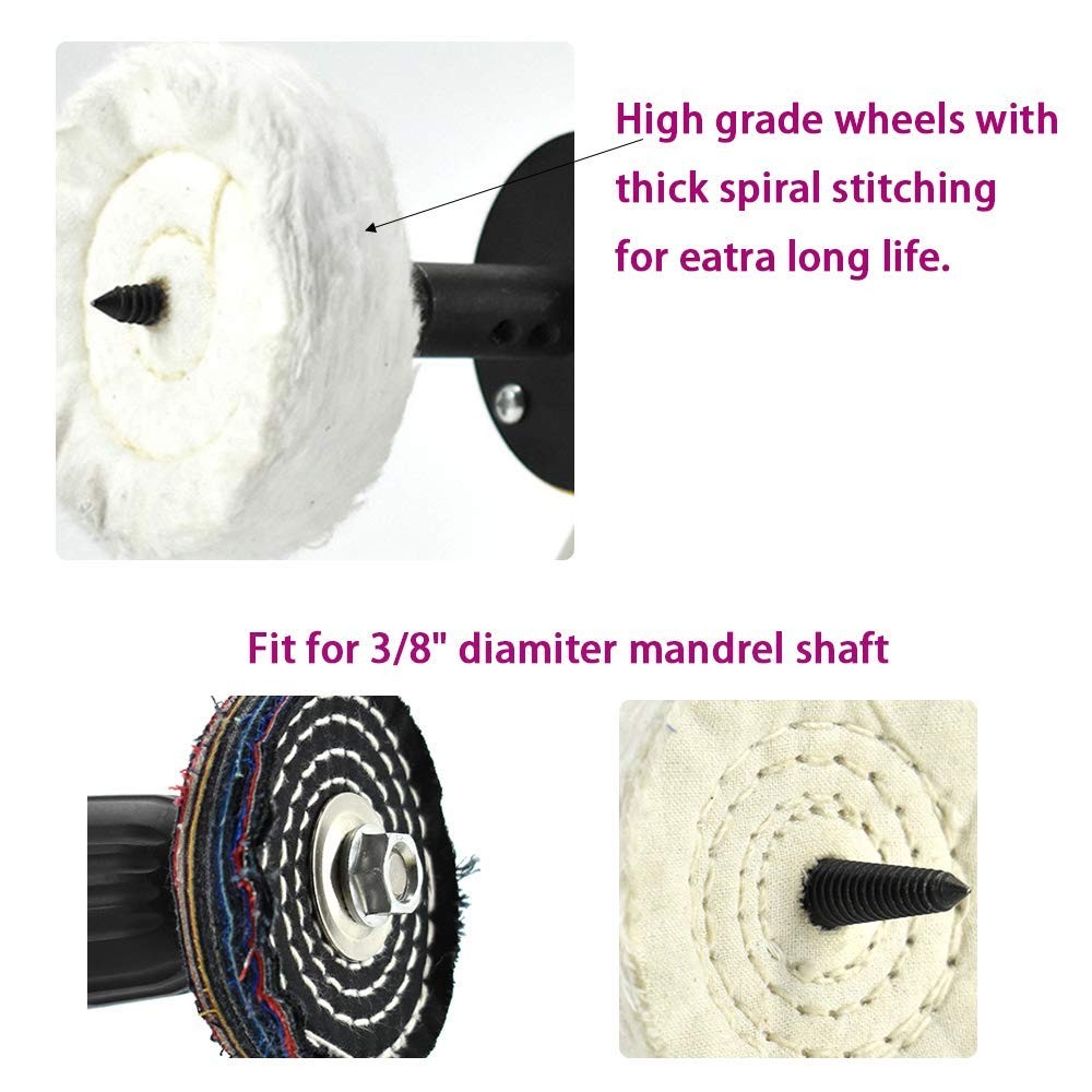 3″ Buffing Polishing Wheels Soft(30Ply)/ Fine(50Ply)/ Medium(36Ply)/ Coarse 1…