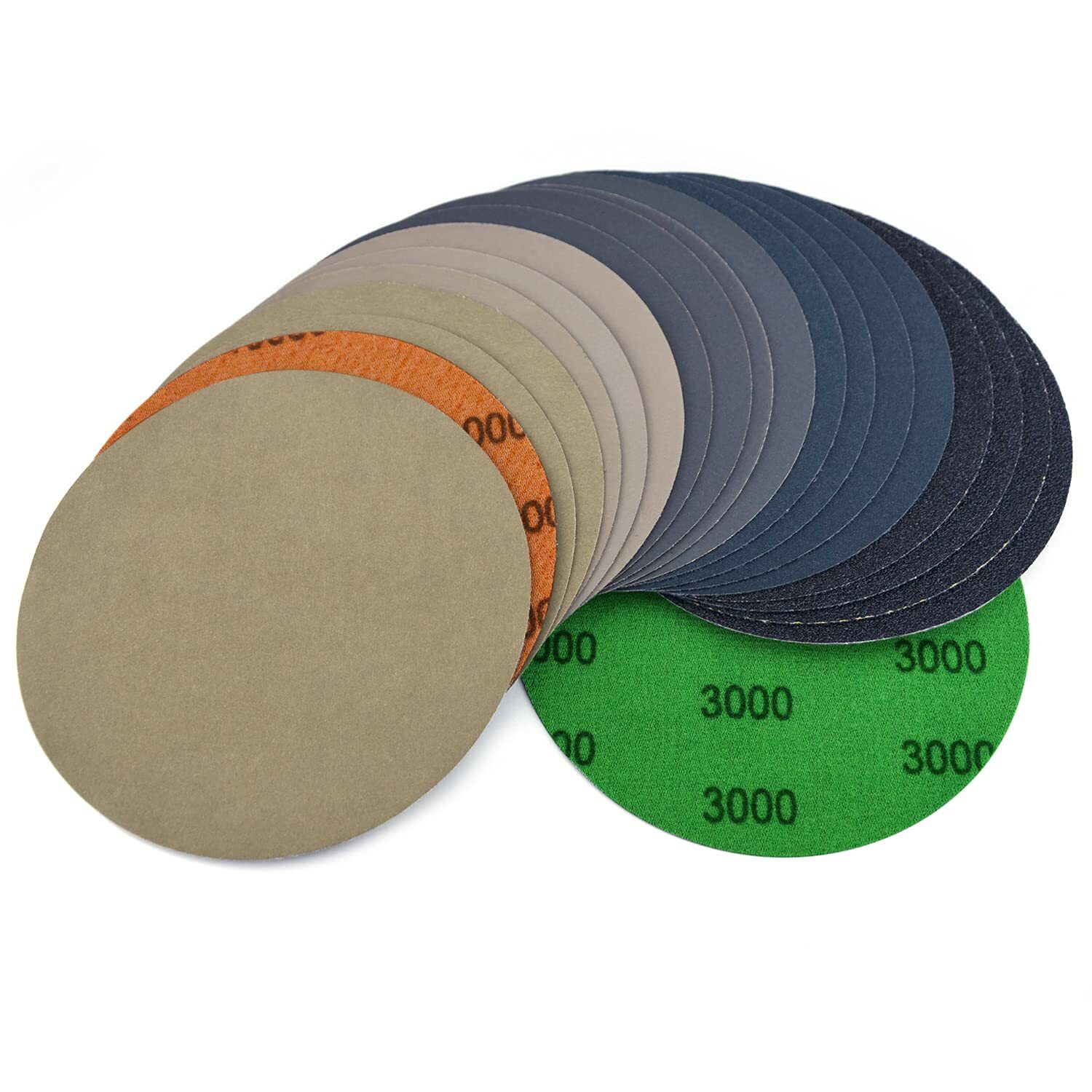20Pcs 6″ Hook Loop Wet Dry Sanding Discs 60 240 600 3000 10000 Grit Sander Paper