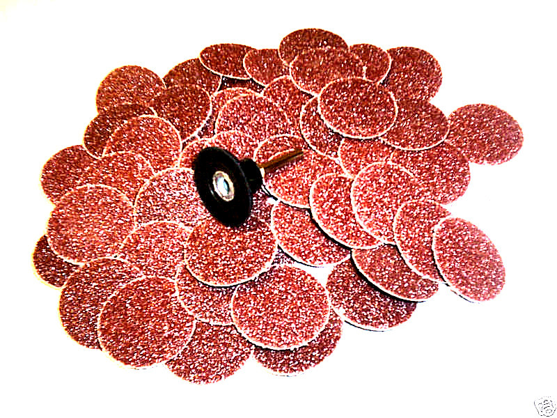 50 IIT 2″ ROLL LOCK TWIST ON SANDING ABRASIVE DISCS WITH MANDREL 120 GRIT