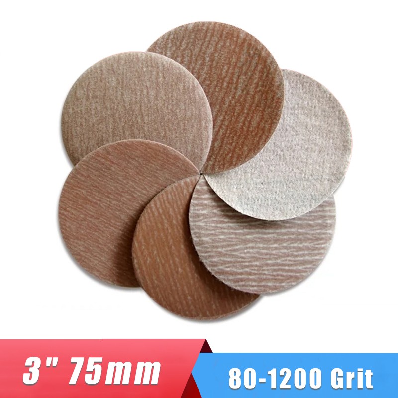 3″ 75mm Self Adhesive Dry Sandpaper Flocking Sanding Disc Polishing 80-1200 Grit
