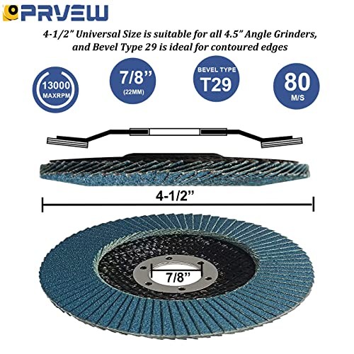 4 1/2″ Flap Discs – 5-Pack – 4.5″ x 7/8″ Premium 40/60/80/120 Grit Assorted