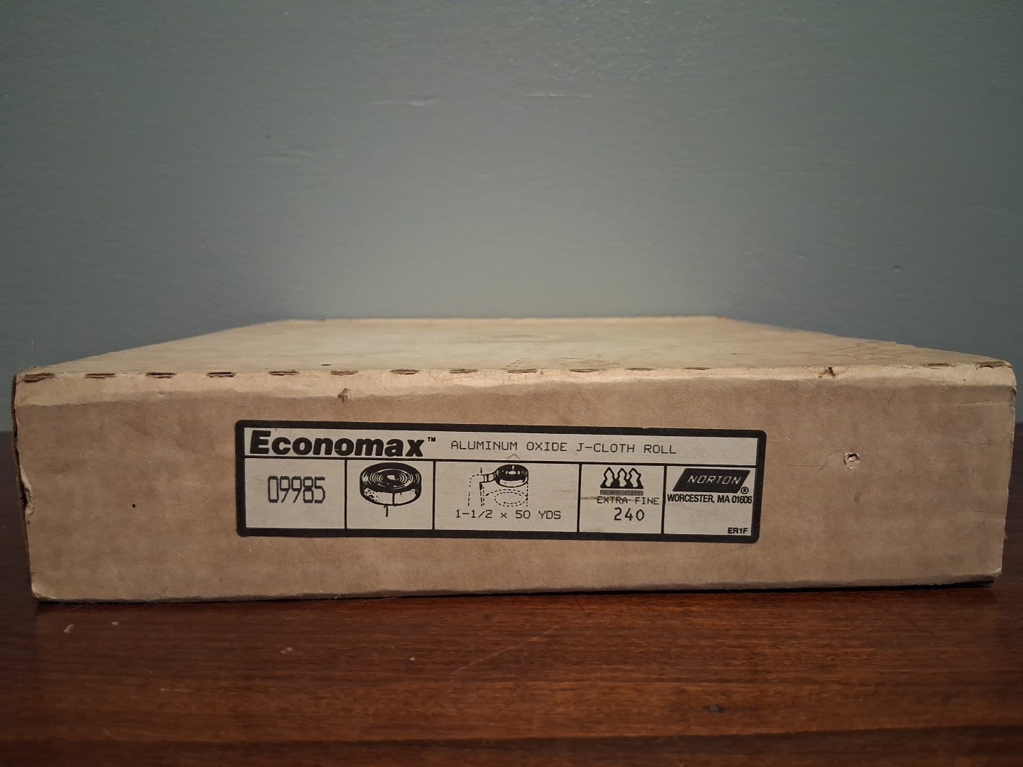 Vintage Economax 1-1/2″ x 50yd 240 Grit Aluminum Oxide J-cloth Sanding Roll NIB