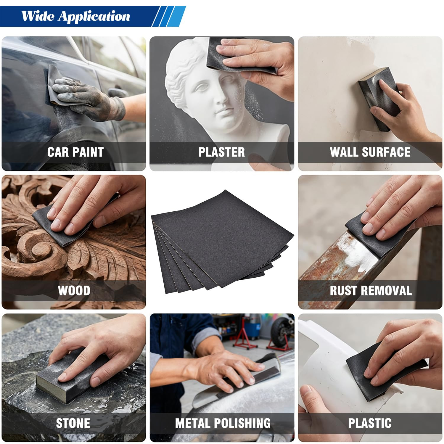 10-Sheets 360 Grit Sandpaper, 9 X 11 Inch Wet Dry Sand Paper Assortment Pack, Si