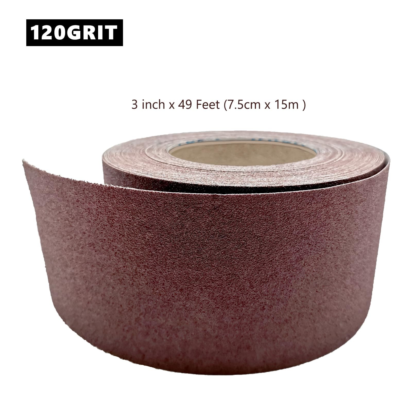 120 Grit Sandpaper Roll, 3 Inch x 49 Feet Emery Cloth Roll Aluminum Oxide Abr…