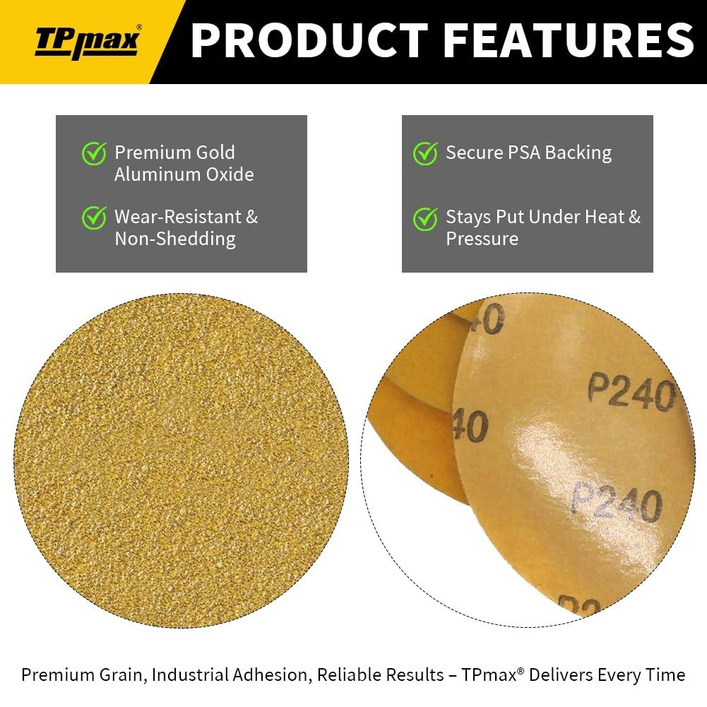 Sanding Discs 6 Inch 80 Grit Adhesive Backed Sandpaper 100pcs for Drill Auto