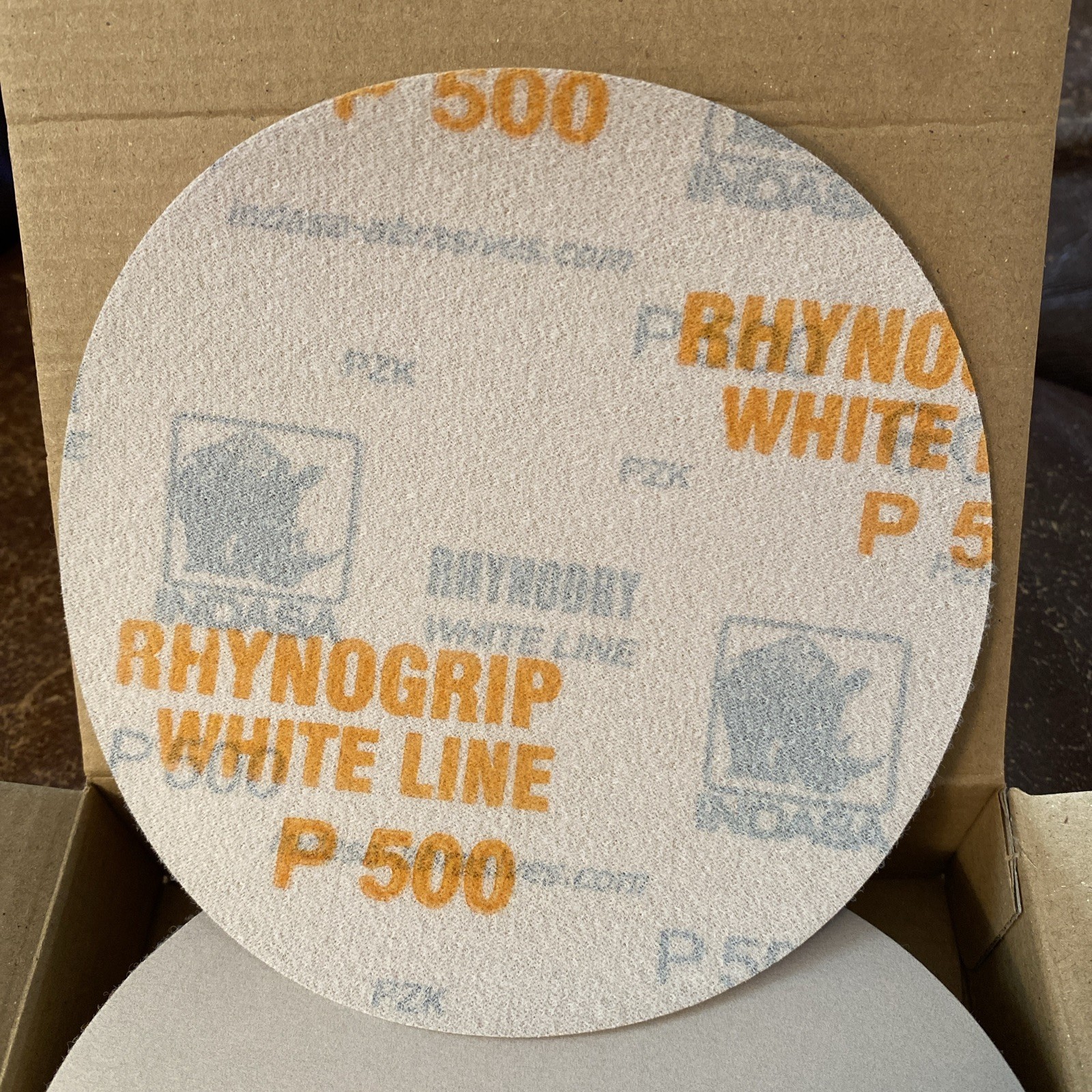 Indasa RhynoGrip Discs White Line P500 6″ Grip Abrasive Discs Box of 50 61-500