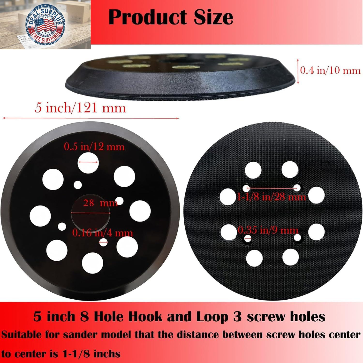 5 Inch 8 Hole Hook-And-Loop Replacemet Sanding Pad for SKIL SR211601 SR6604B SR6