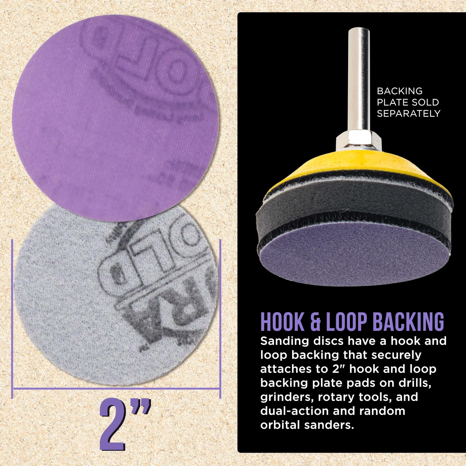 Dura-Gold Premium 1000 Grit 2″ Purple Film Ceramic Sanding 2 inches,