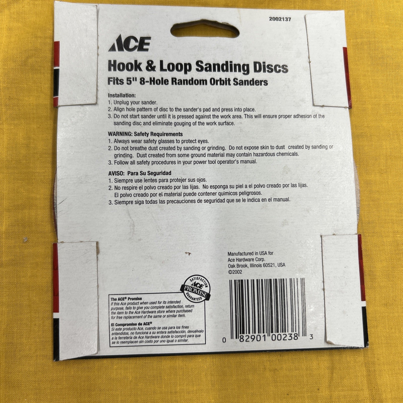 ACE #2002137 5″ 8-Hole 220 Grit Extra Fine Hook & Loop Sanding Discs