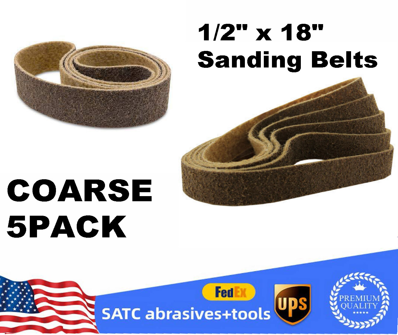 5PACK Coarse 1/2″ x 18″ Knife Makers Surface Conditioning Sanding BeltKit Yellow