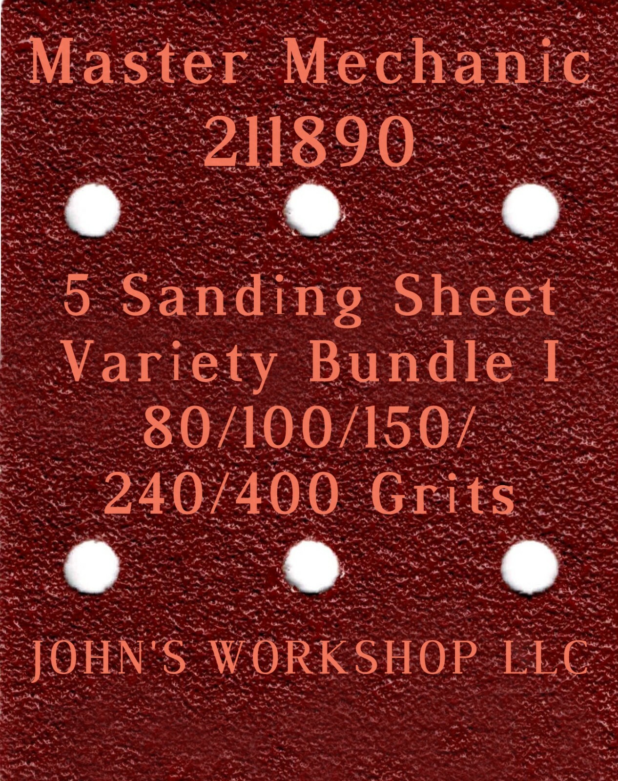 Master Mechanic 211890 – 80/100/150/240/400 Grits – 5 Sandpaper Variety Bundle I