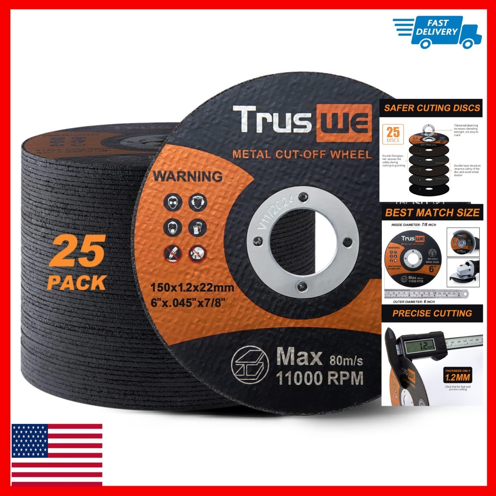 6″ Cut Off Wheels for Angle Grinder – 25 PCS Ultra Thin Cutting Discs
