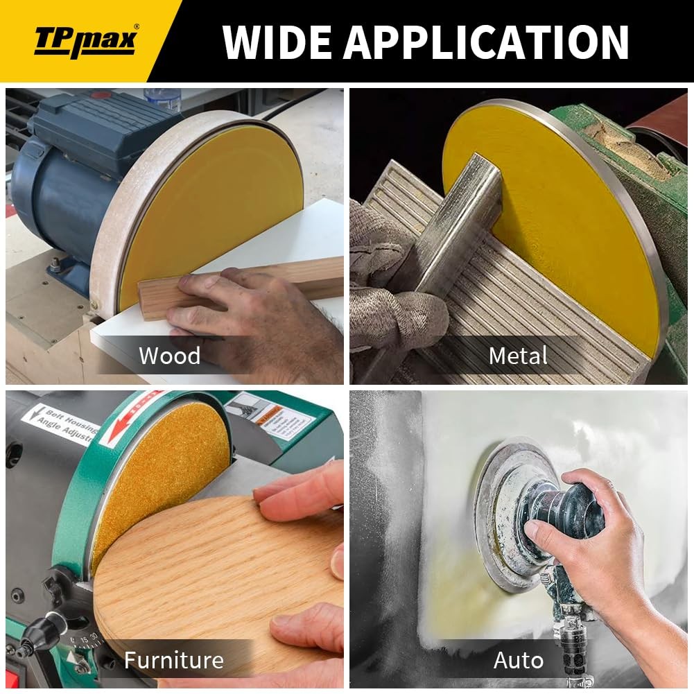 TPmax 6-Inch 60-Grit Gold PSA Sanding Discs, 30 Pack – Pro-Grade 6-Inch,