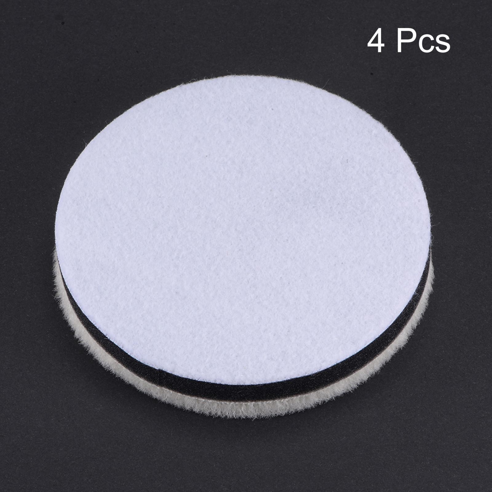 4pcs 2″ Wool Felt Sponge Polishing Pad Hook Loop Buffing Wheel Fine Polishing