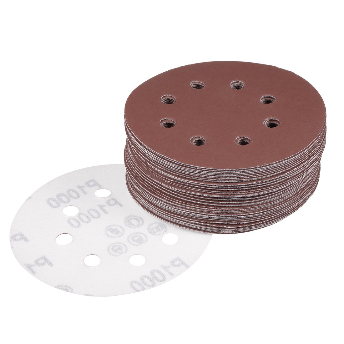 50Pcs 5 Inch 8 Hole Hook Loop Sanding Disc 1000 Grit Flocking Sandpaper Sander
