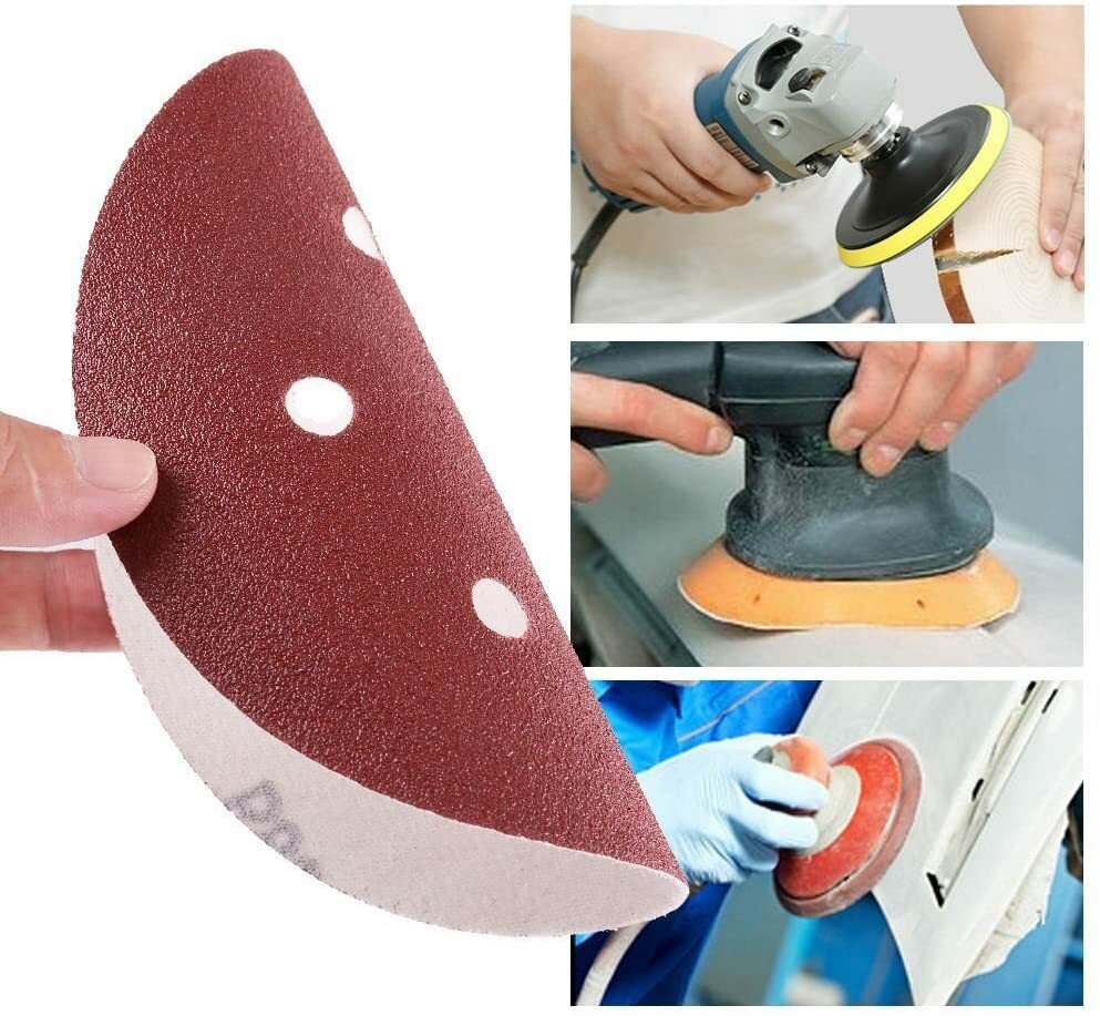 100PCS 6 in Sanding Discs 60 80 120 180 240 Grit Hook Loop Orbital Sander Paper