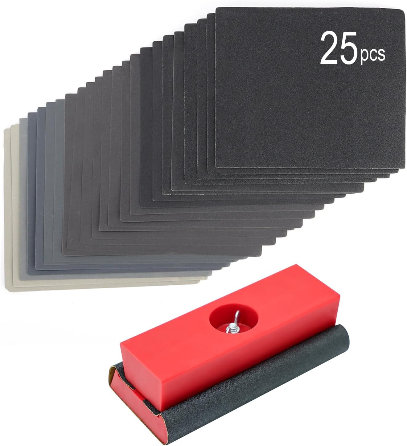 SCOTTCHEN Hand Sanding Blocks Auto Body, 25Pcs Sandpaper Woodworking Furniture S