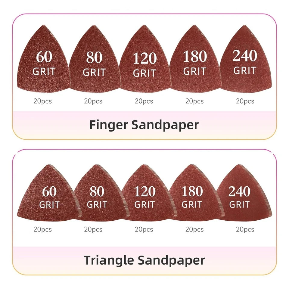 206Pcs Oscillating Tool Detail Sanding Pads Kit 2Pcs Triangle Sanding Pads 2Pc
