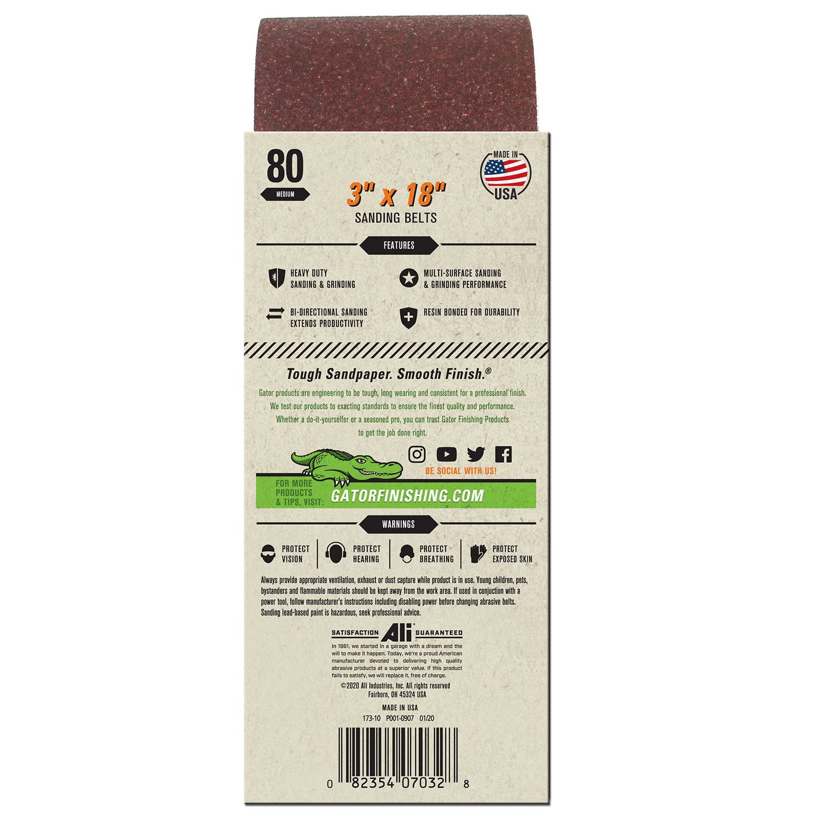 Gator 3 x 18 Red Resin Aluminum Oxide Sanding Belts, 80 Grit, 5 Pack