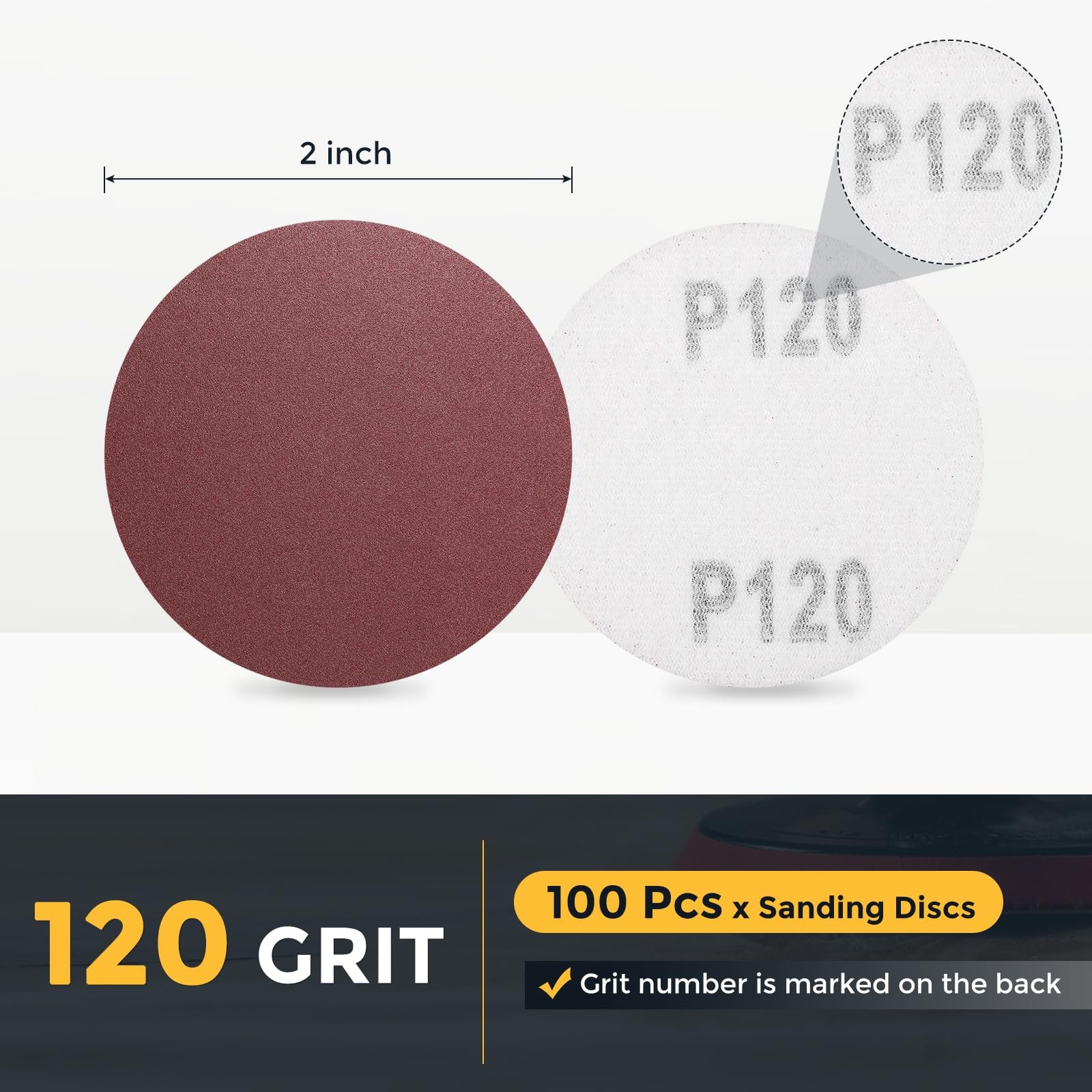 HARFINGTON 100 Pcs 2 Inch Sanding Discs, 120 Grit Hook and 2 Inch(120 Grit)