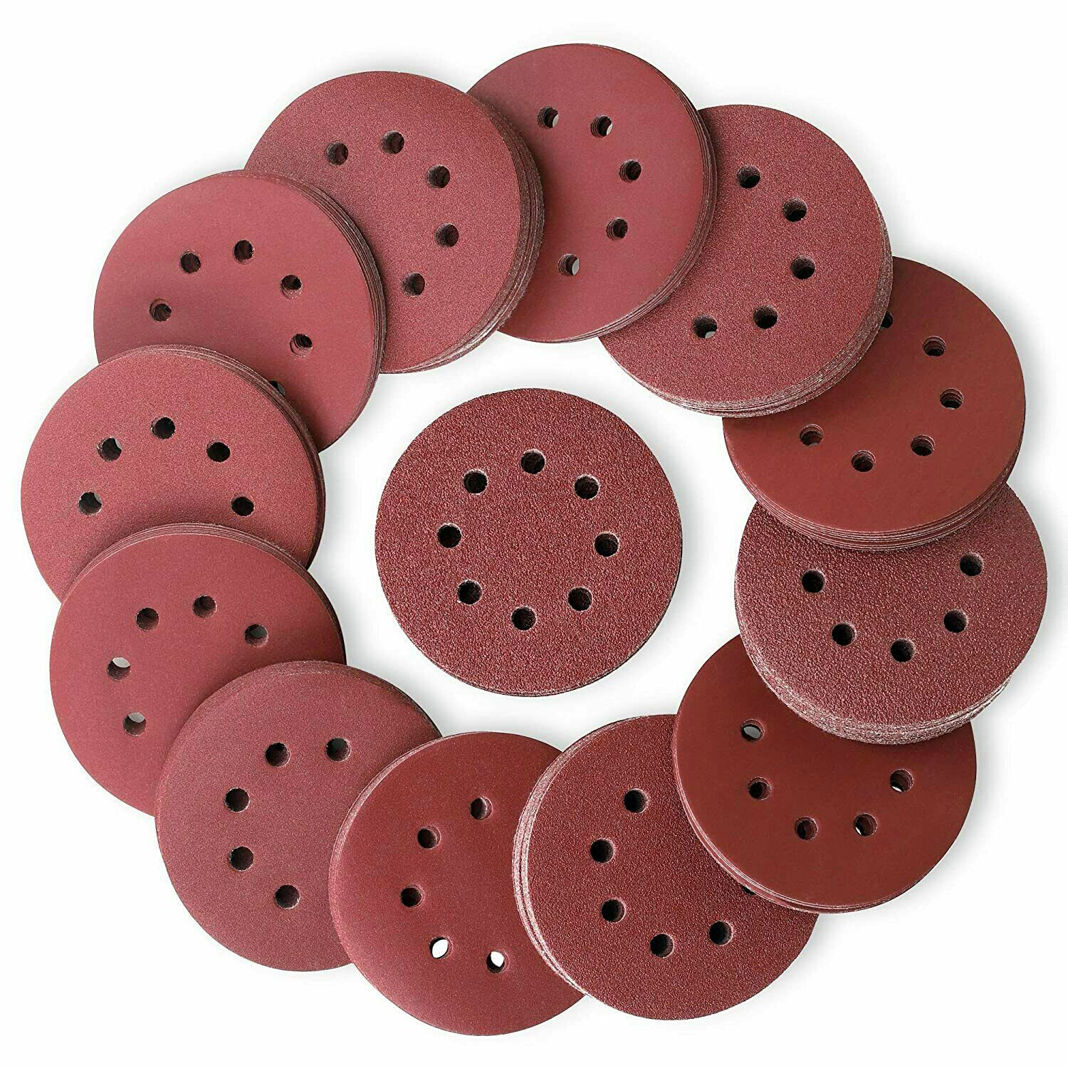 50PCS 5Inch Sanding Discs 100 Grit Round Hook and Loop for Random Orbital Sander