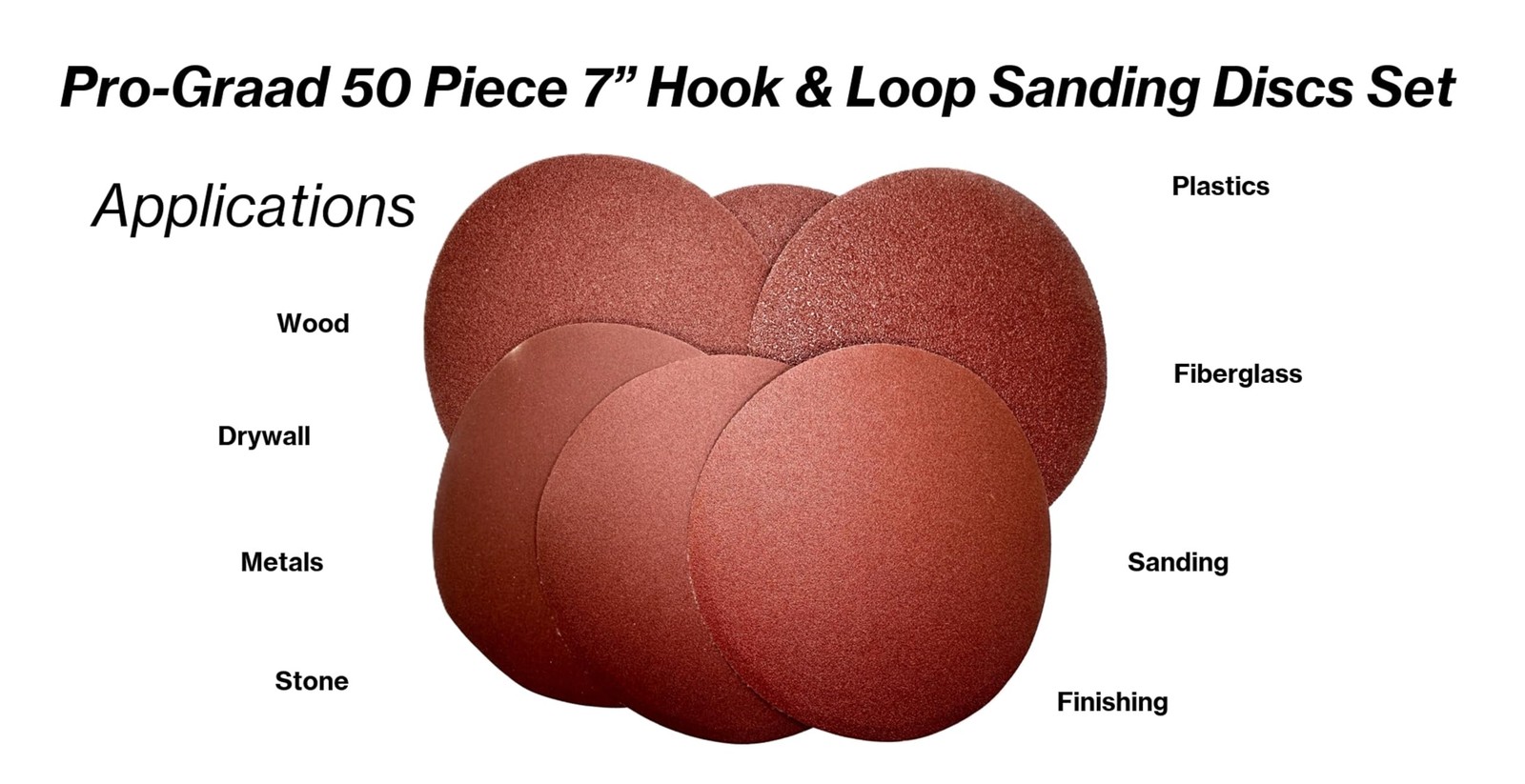 Pro-Graad 50PCS 7″ Sanding Discs – 60/80/120/180/240 Grits, Hook & Loop,…