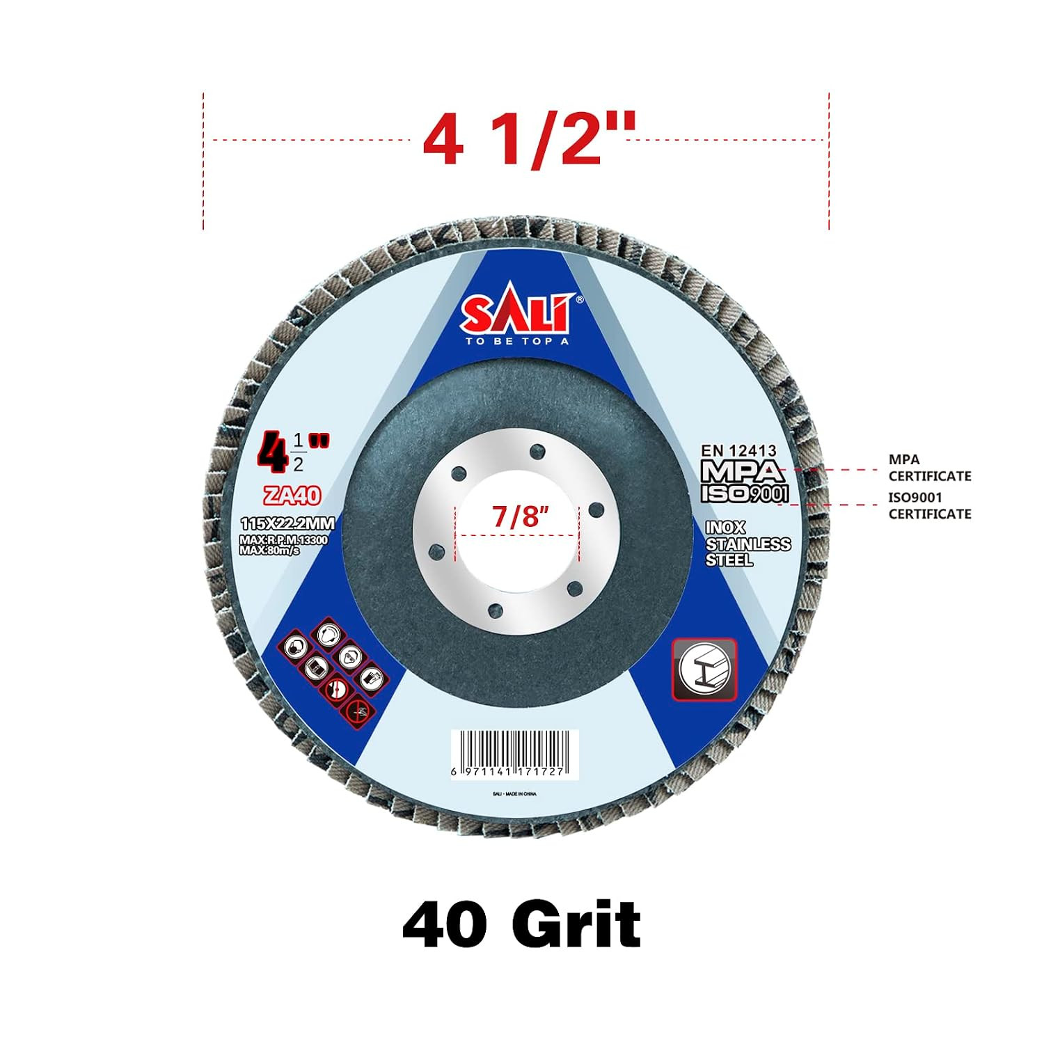 100 Pack 4.5″ Zirconia Flap Discs 40 Grit for Angle Grinder Edge Grinding