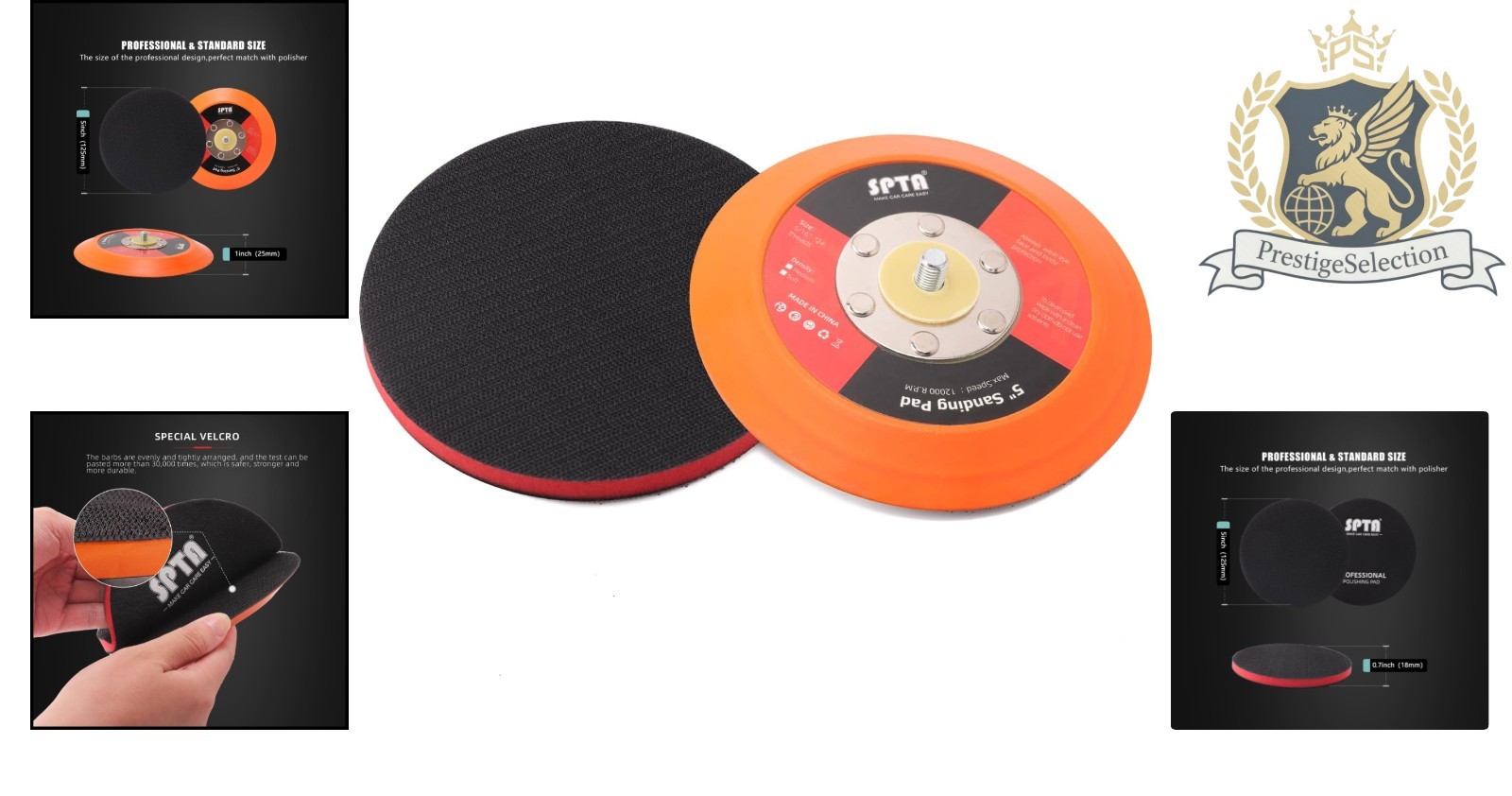 Durable 5″ Air-Powered Backing Pad for Sander with Interface Cushion Pad