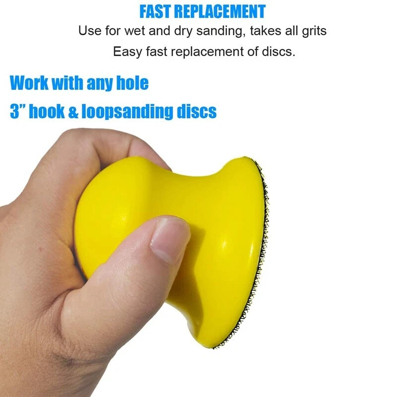 2Pcs 70mm Hand Sanding Blocks Hook and Loop Backing Pad Sanding Disc Polishing