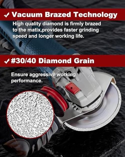 Diamond Grinding Cup Wheel Vacuum Brazed Granite Marble Diameter 4.5 Inch