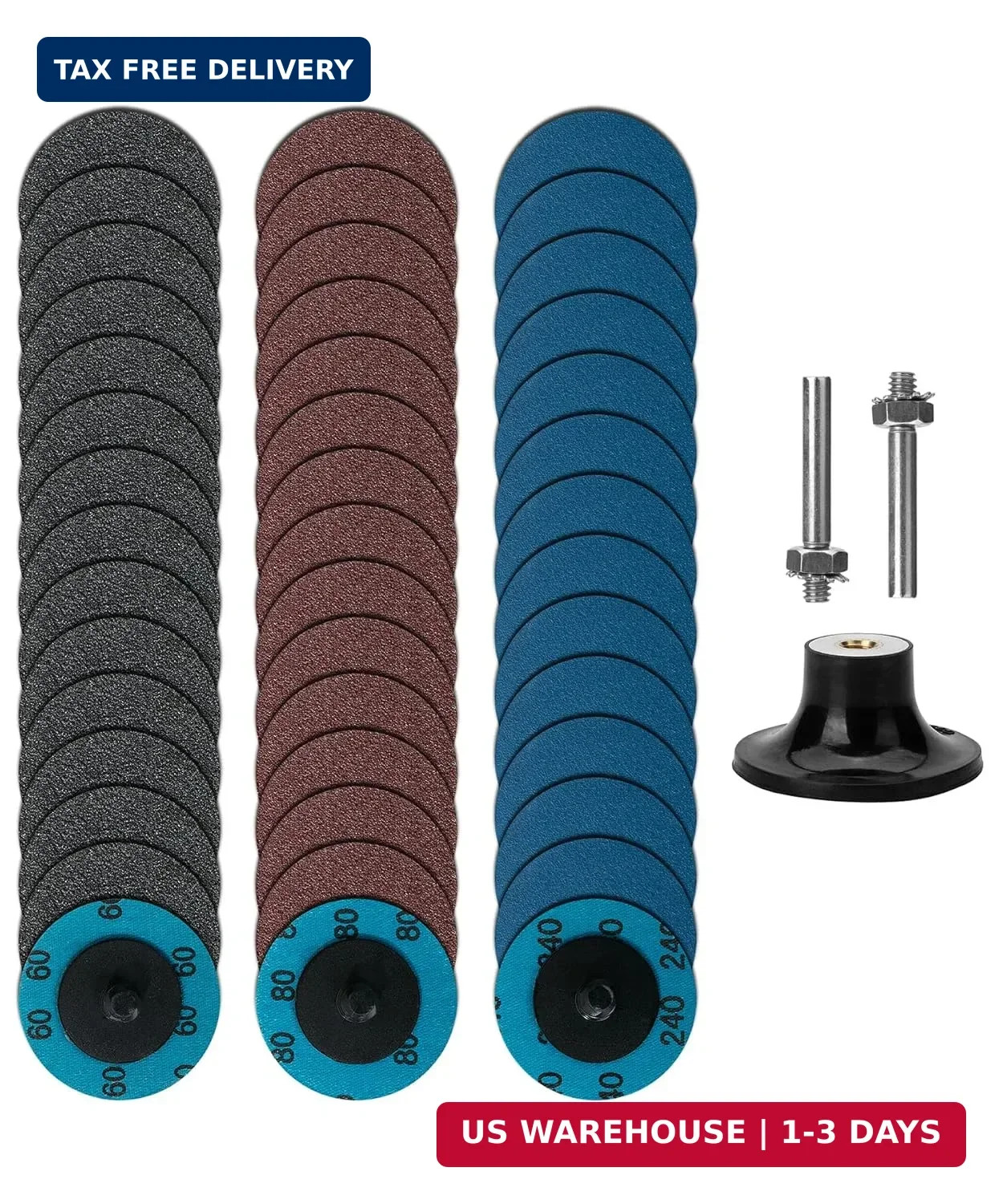 Bates Quick Change Sanding Discs – 47 Pcs, 2-Inch With 1/4″ Holder, Grinding and