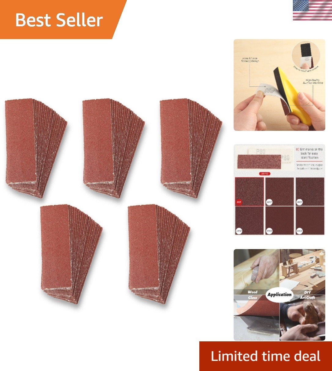 Versatile 100 PCS Sanding Refills – 3.5 x 1.2 Inch Grit 80 for Wood Finishing