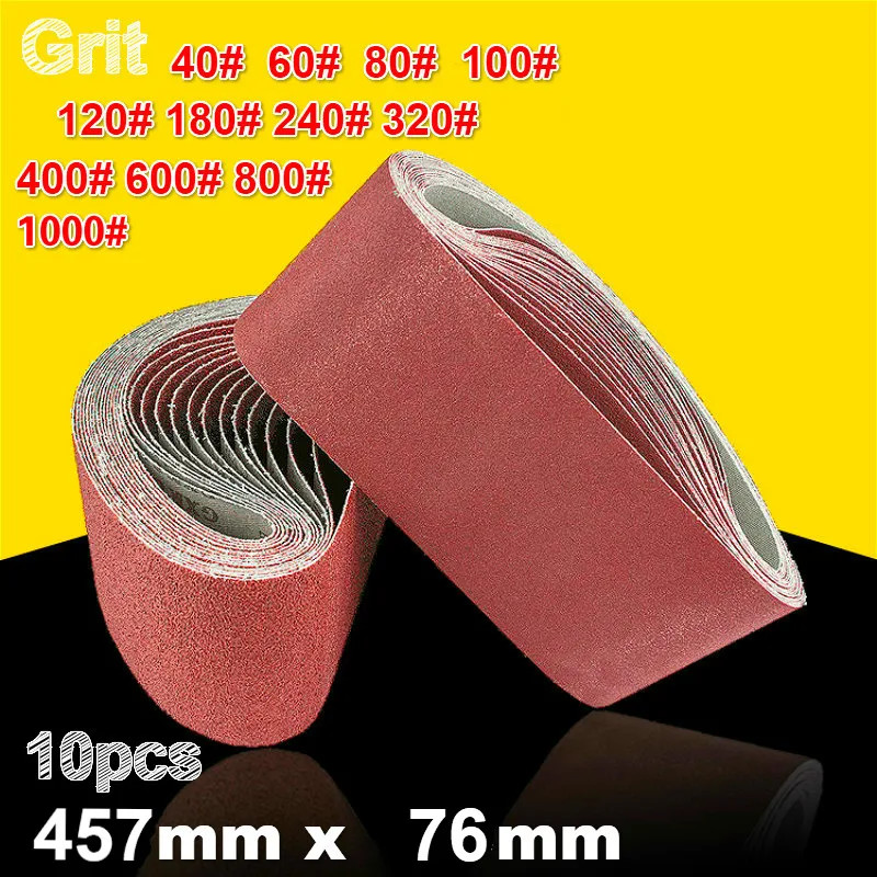 Sanding Belts 76x457mm Assorted 40-1000 Grit Abrasive Sander Bands Power Tools