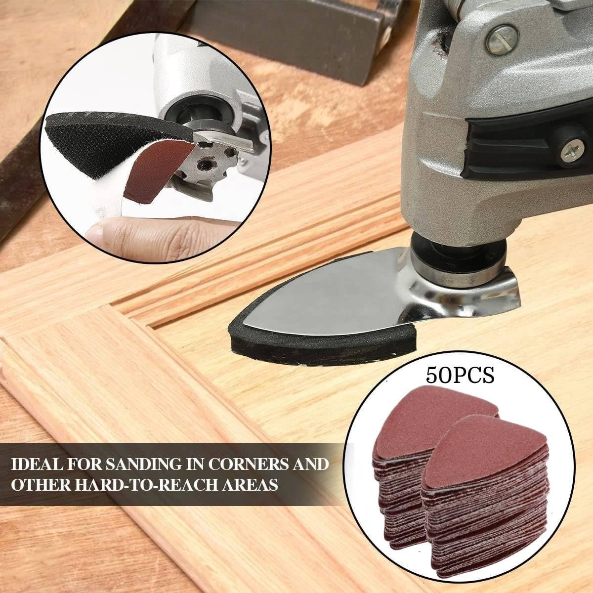 Oscillating Tool Sanding Pad Kit,104Pcs Multi 80mmx80mmx80mm